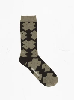 Solitaire Socks Femme Black Olive Cross<Henrik Vibskov New