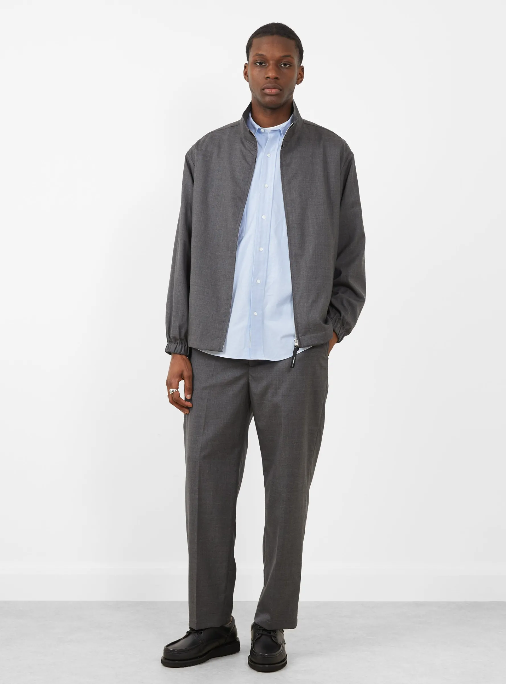 Stand Collar Zip Up Blouson Charcoal Grey<Farah Japan New