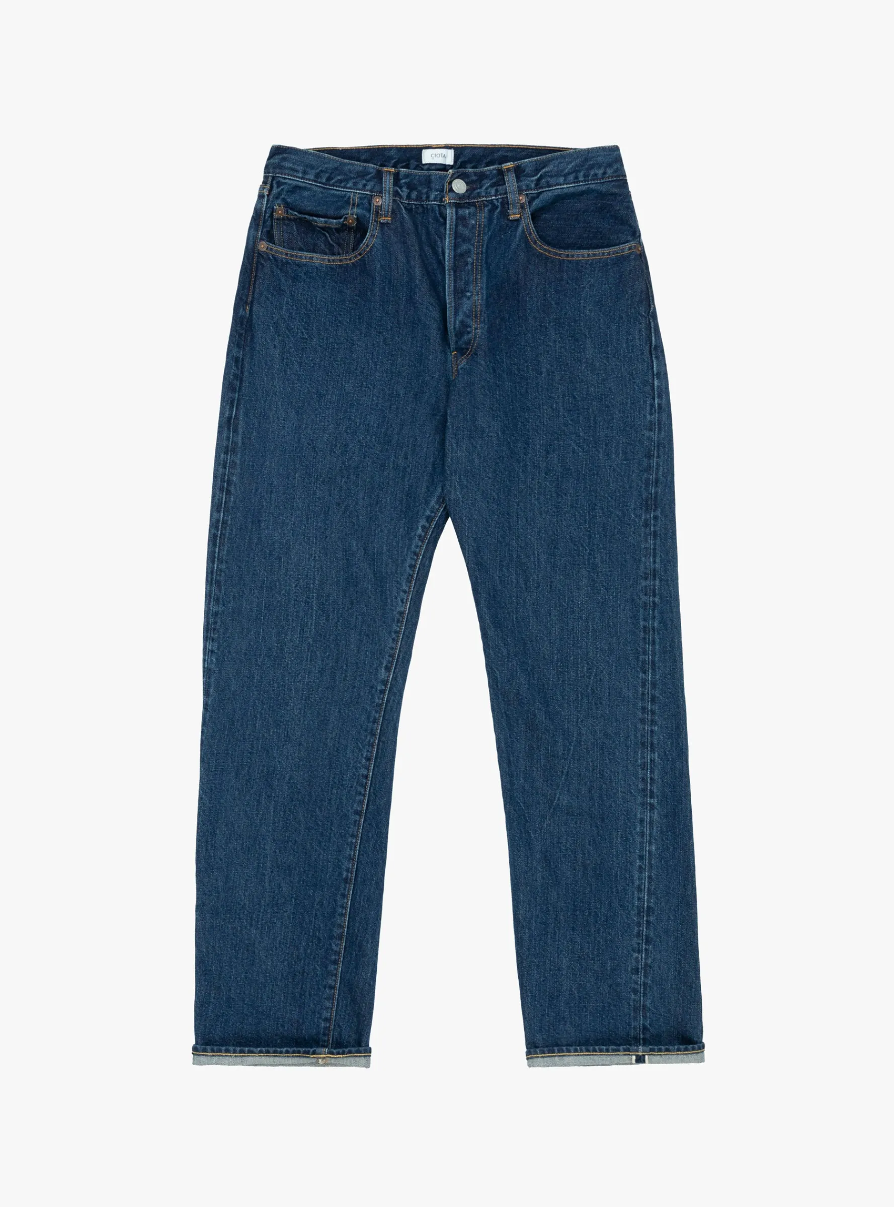 Straight 5 Pocket Pants Dark Blue Damage<CIOTA Fashion