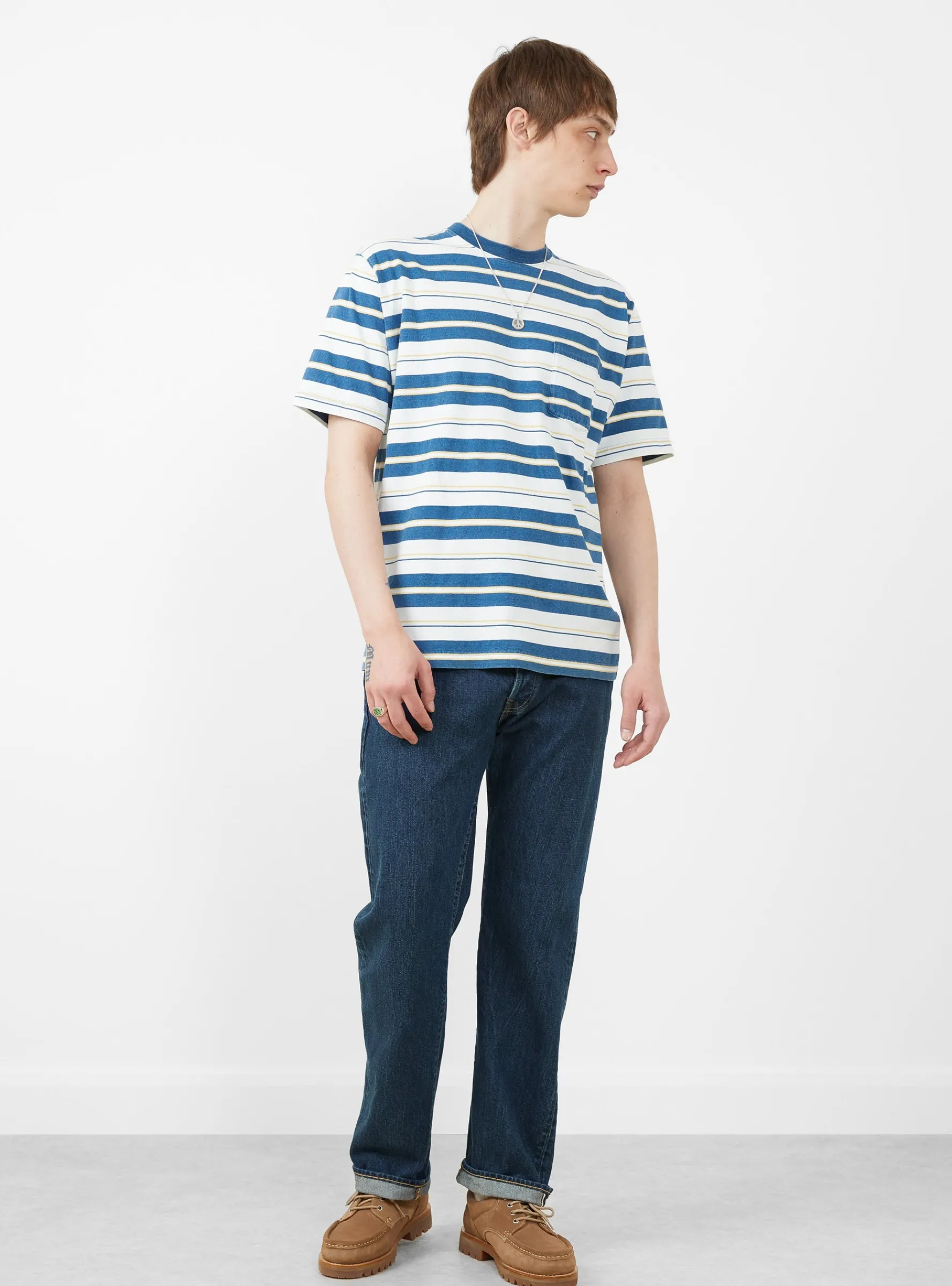 Straight 5 Pocket Pants Dark Blue Damage<CIOTA Fashion