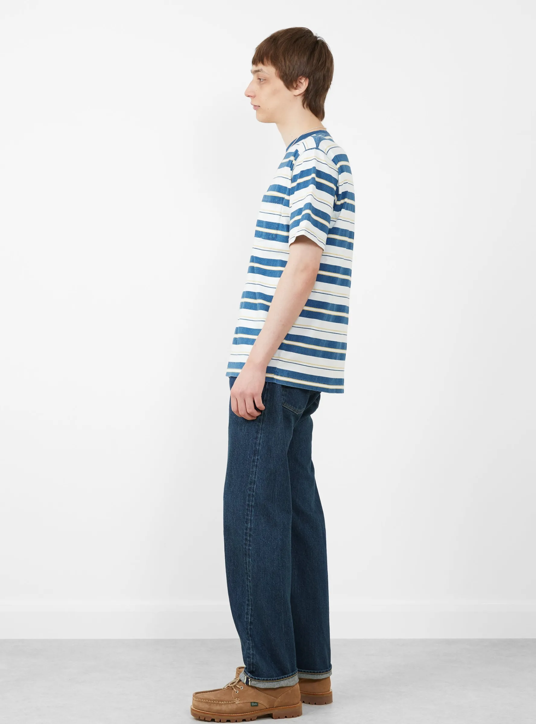 Straight 5 Pocket Pants Dark Blue Damage<CIOTA Fashion