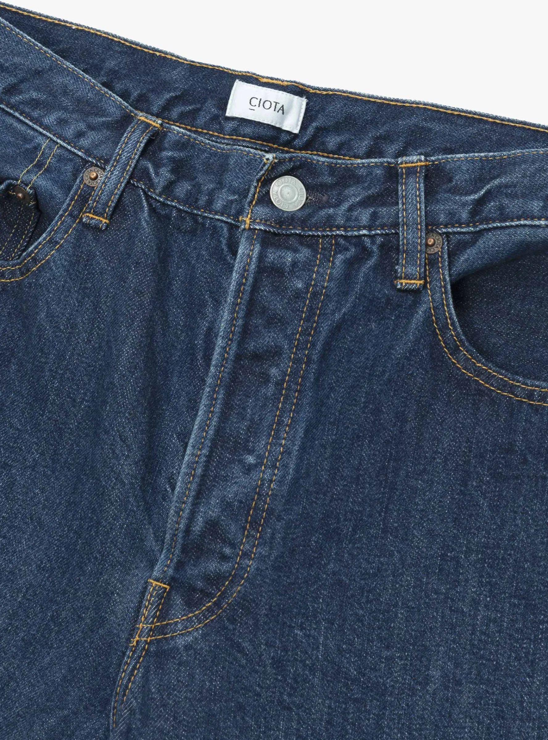 Straight 5 Pocket Pants Dark Blue Damage<CIOTA Fashion