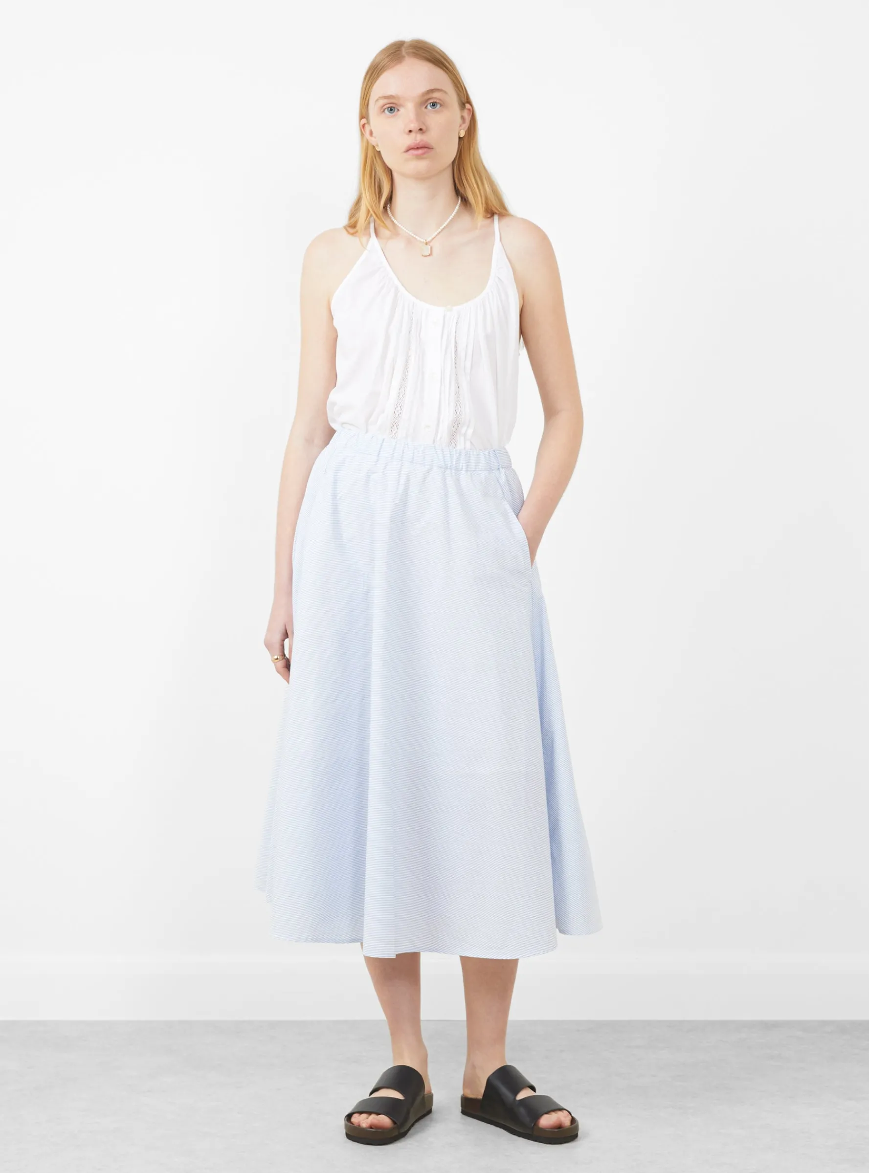 Stripe Circular Skirt Sax<nanamica Best