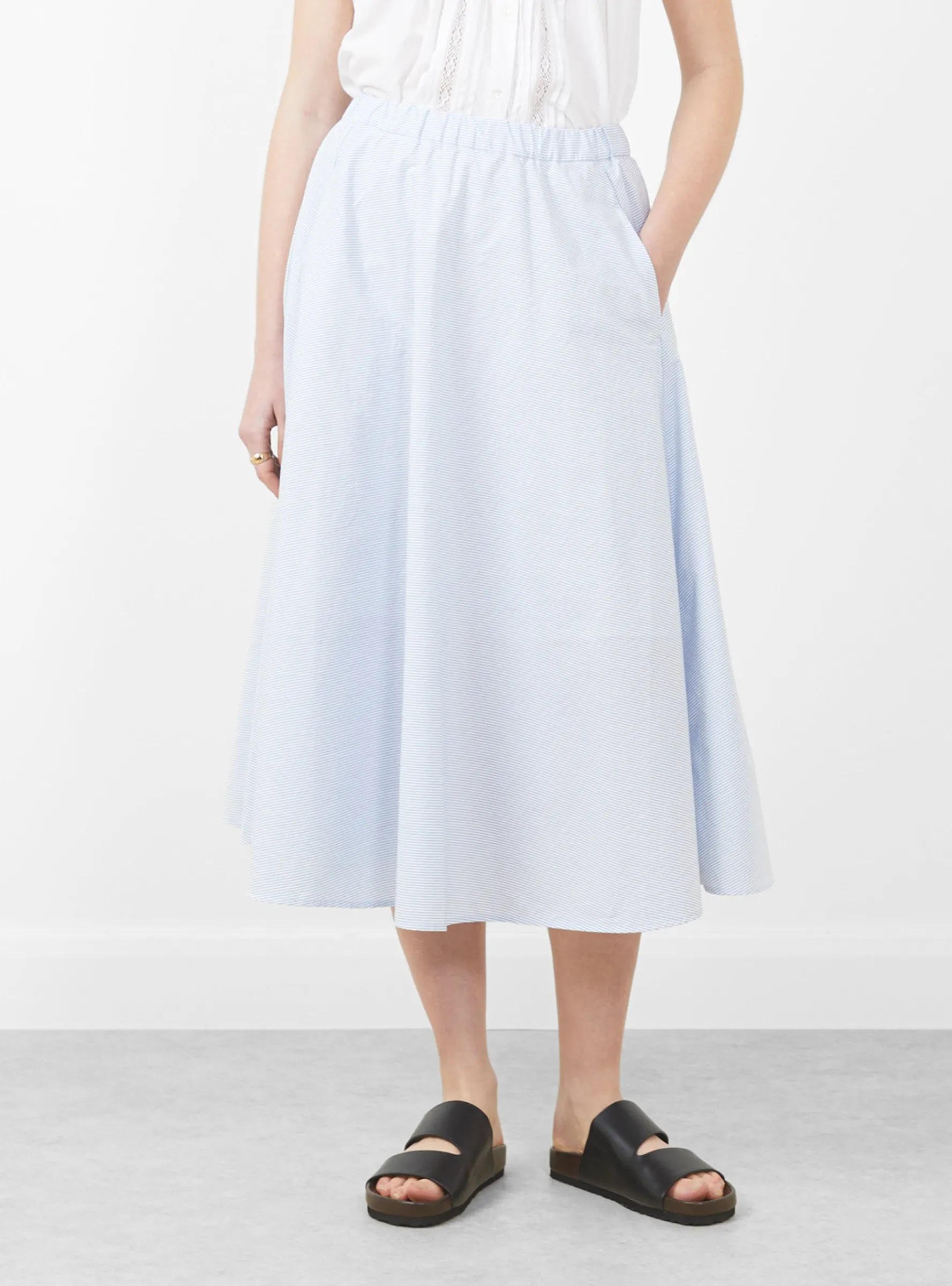 Stripe Circular Skirt Sax<nanamica Best