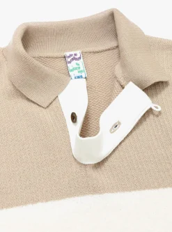 Stripe Polo Sweater Tan<TDR Fashion