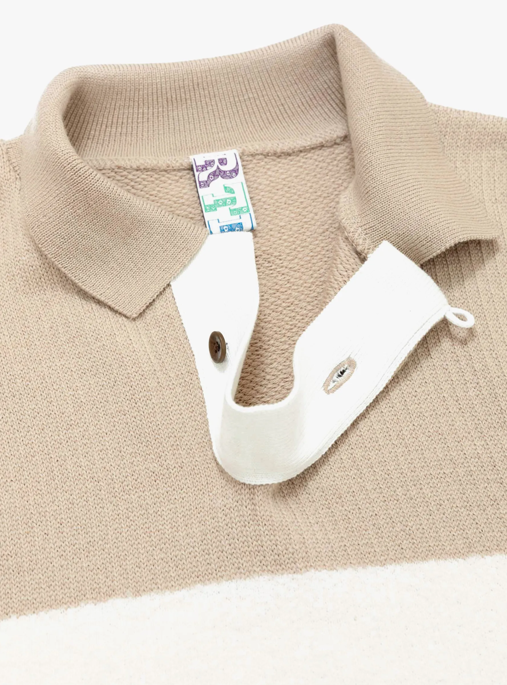Stripe Polo Sweater Tan<TDR Fashion