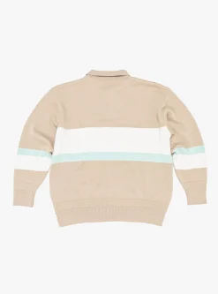 Stripe Polo Sweater Tan<TDR Fashion