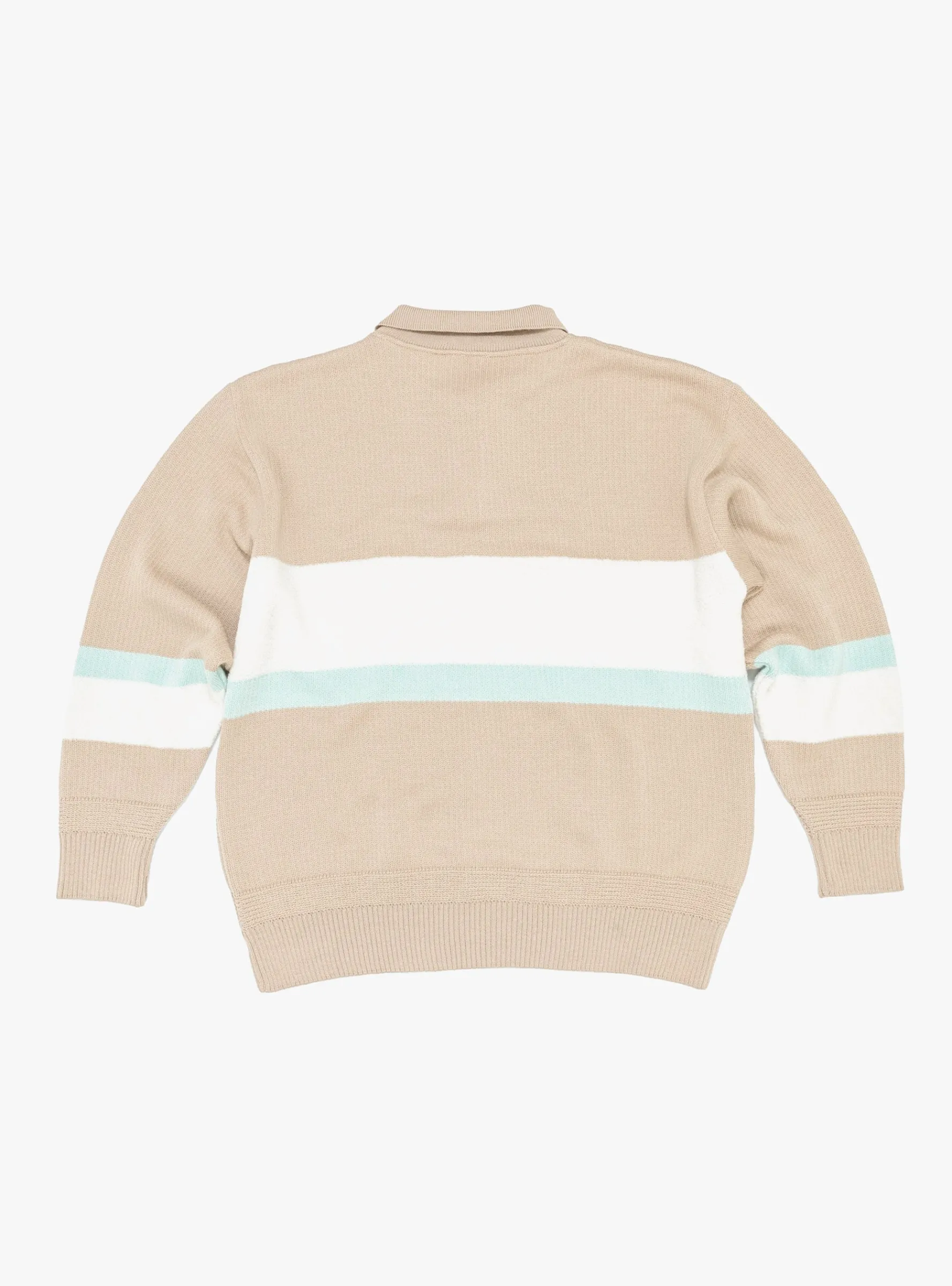 Stripe Polo Sweater Tan<TDR Fashion