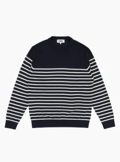 Suedehead Crewneck Knit Navy & Ecru<YMC Outlet