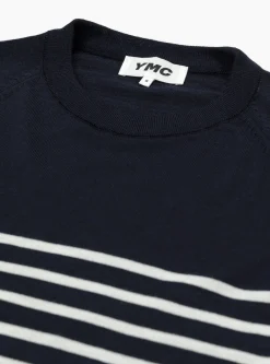 Suedehead Crewneck Knit Navy & Ecru<YMC Outlet
