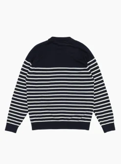 Suedehead Crewneck Knit Navy & Ecru<YMC Outlet