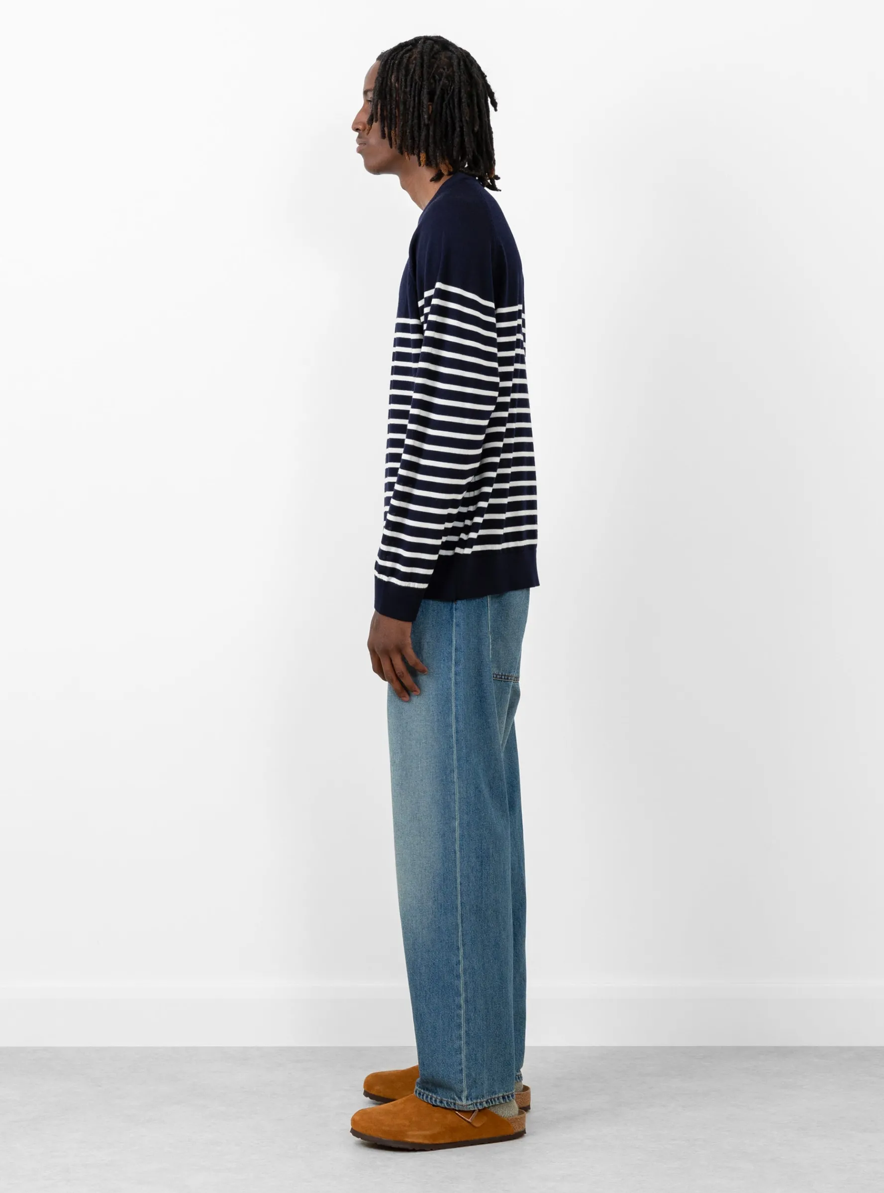 Suedehead Crewneck Knit Navy & Ecru<YMC Outlet