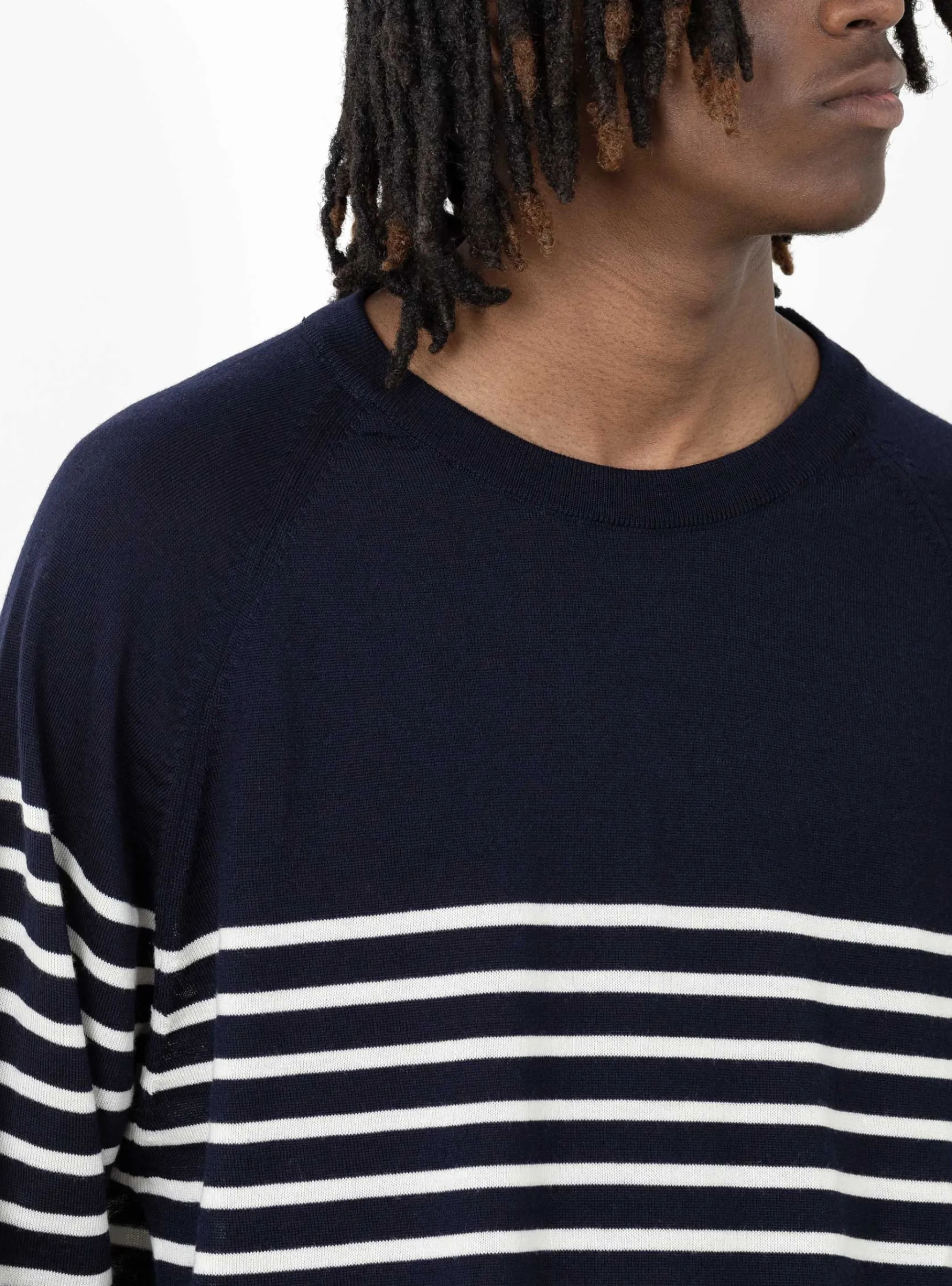 Suedehead Crewneck Knit Navy & Ecru<YMC Outlet
