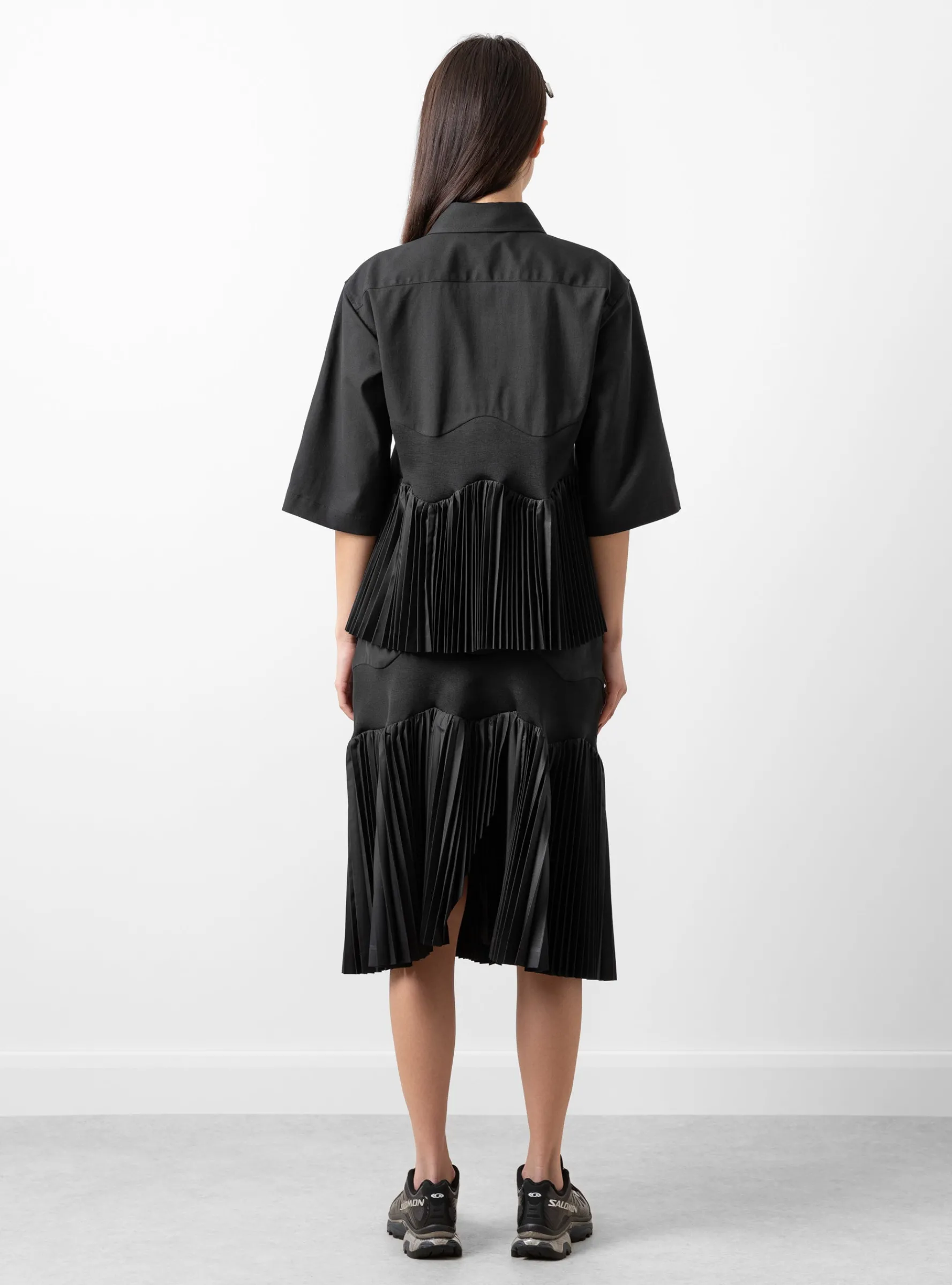 Taffeta Pleats Shirt Black<TOGA PULLA Best