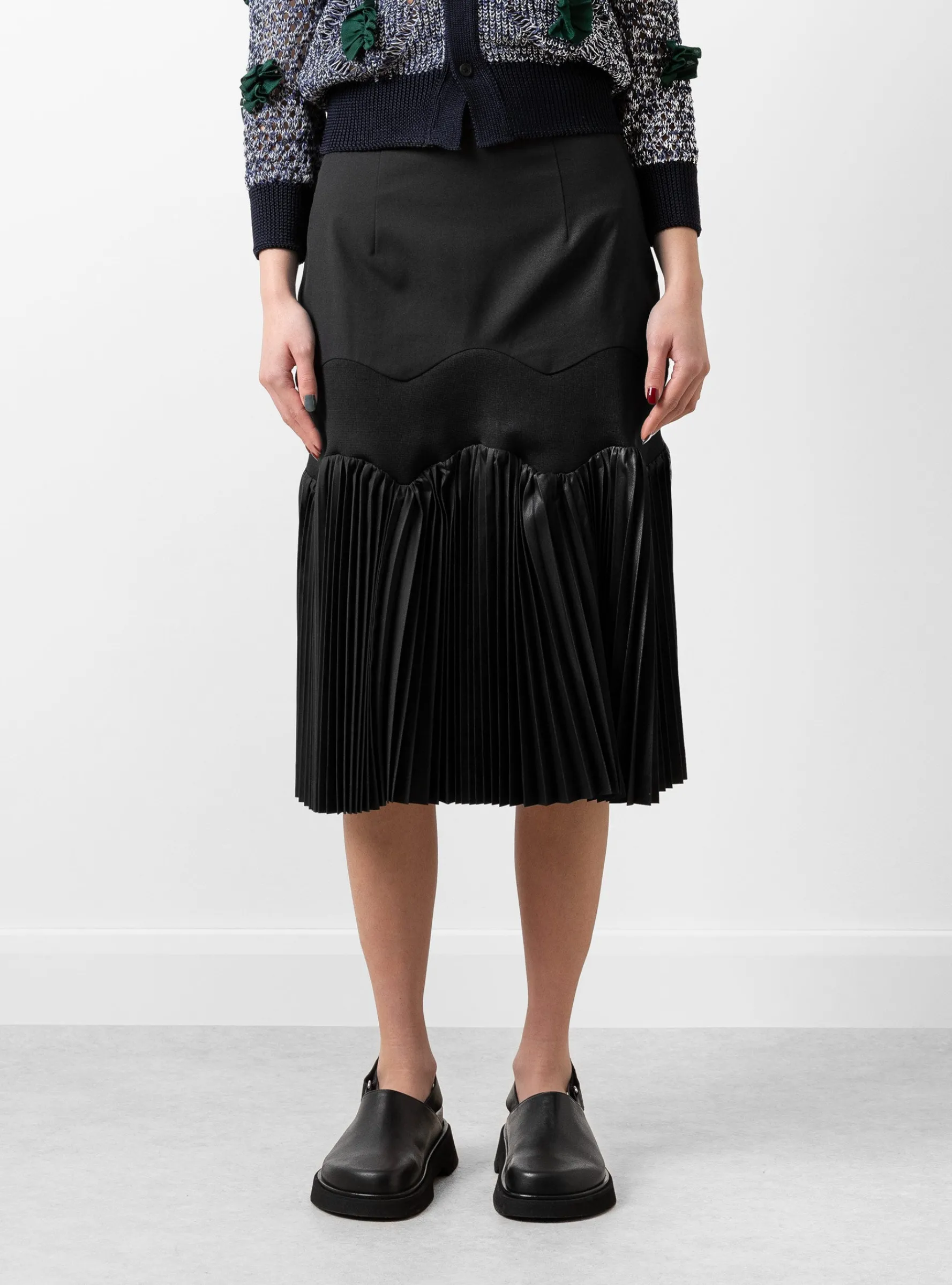Taffeta Pleats Skirt Black<TOGA PULLA Hot