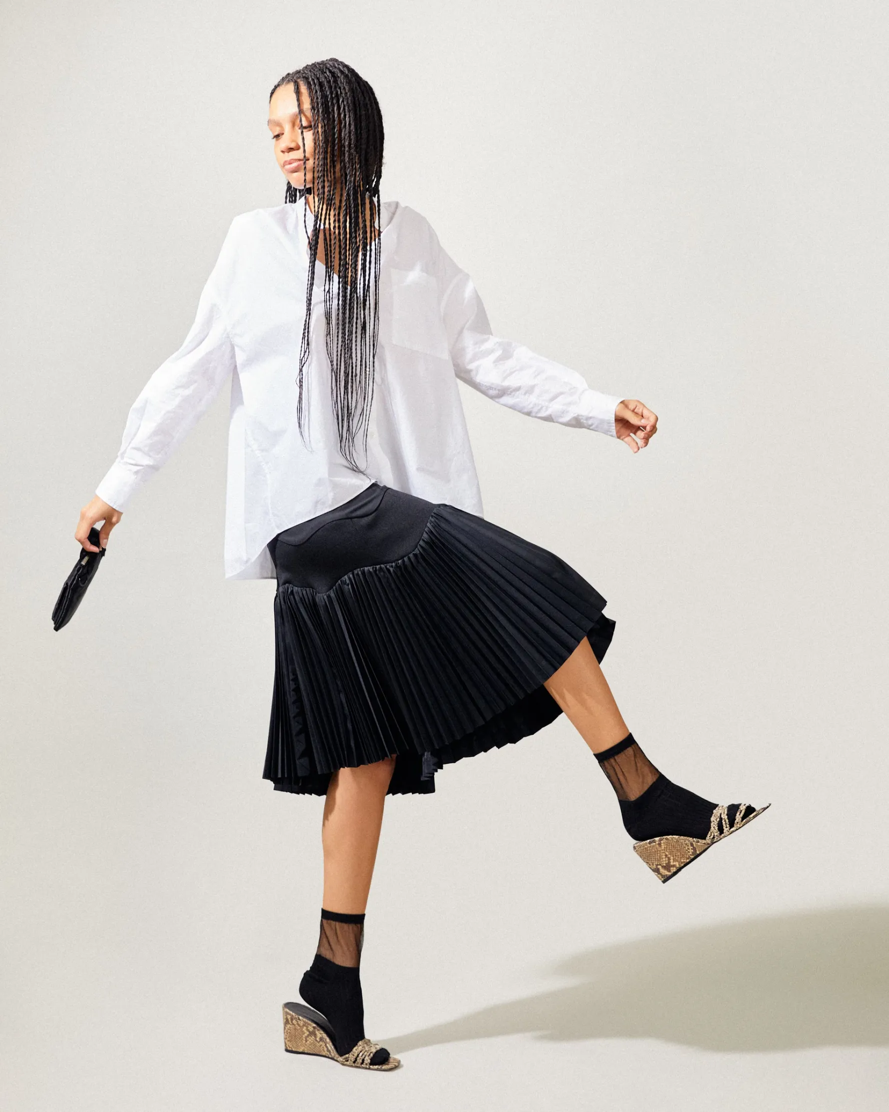 Taffeta Pleats Skirt Black<TOGA PULLA Hot