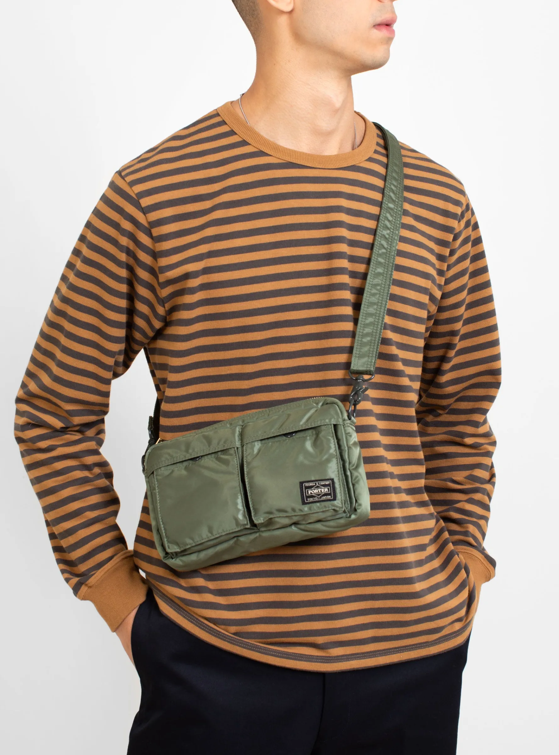 TANKER Clip Shoulder Bag Sage Green<Porter Yoshida & Co. New