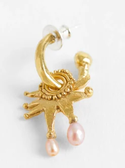 The Pierrot Tomb Charm Hoop Freshwater Pearl<Ruby Jack New