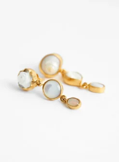 Three Charm Moving Drop Earrings White<Grainne Morton Best