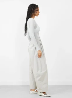 Three Tuck Banding Pants Grey<AMOMENTO Hot