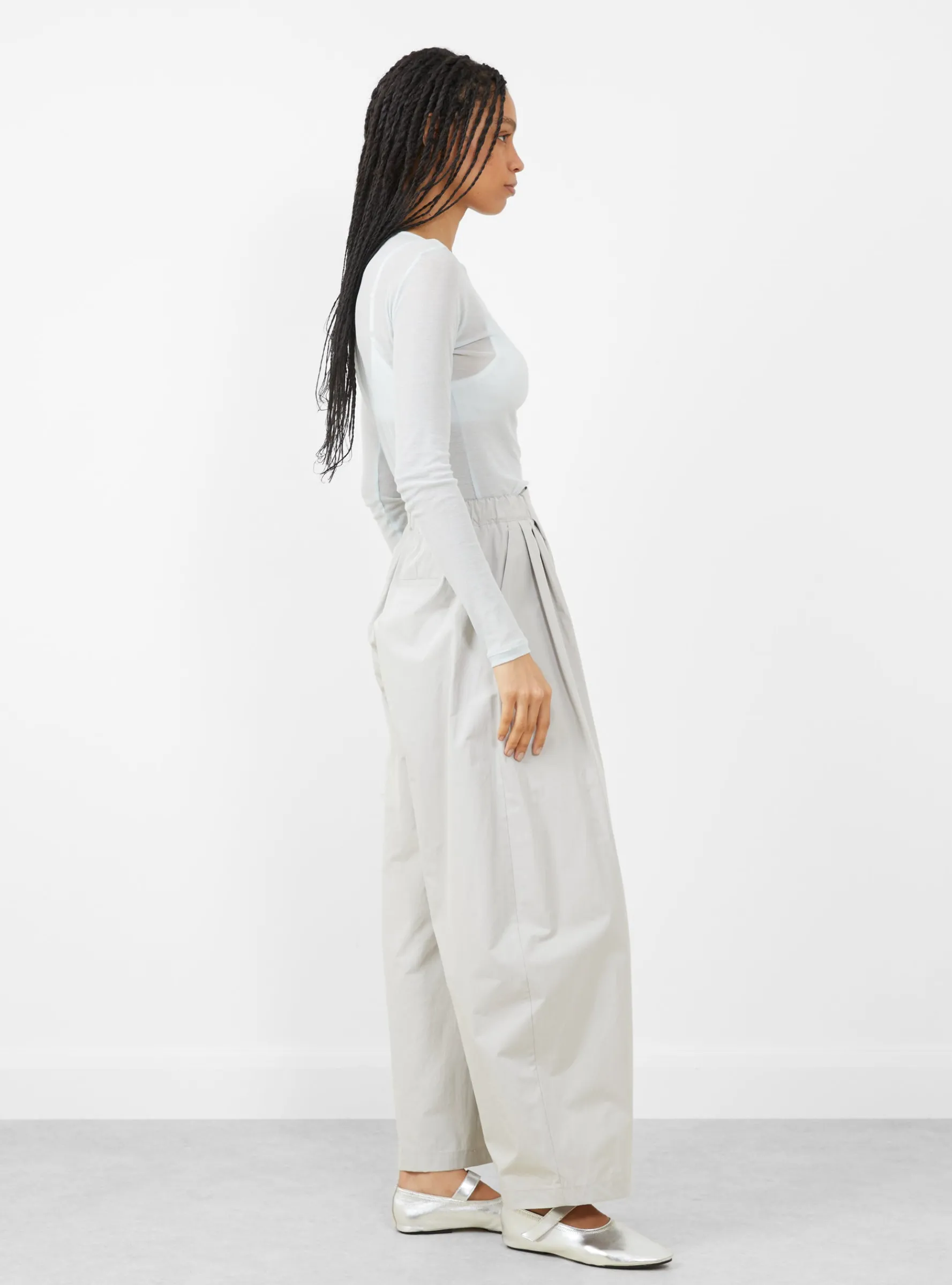 Three Tuck Banding Pants Grey<AMOMENTO Hot