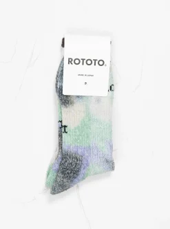 Tie Dye Pile Ankle Socks Black, Mint, and Purple<ROTOTO New