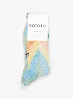 Tie Dye Pile Ankle Socks Orange, Light Blue & Yellow<ROTOTO Best