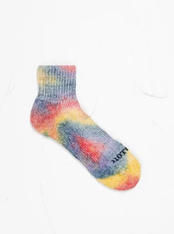 Tie Dye Pile Ankle Socks Red, Yellow & Blue<ROTOTO Online