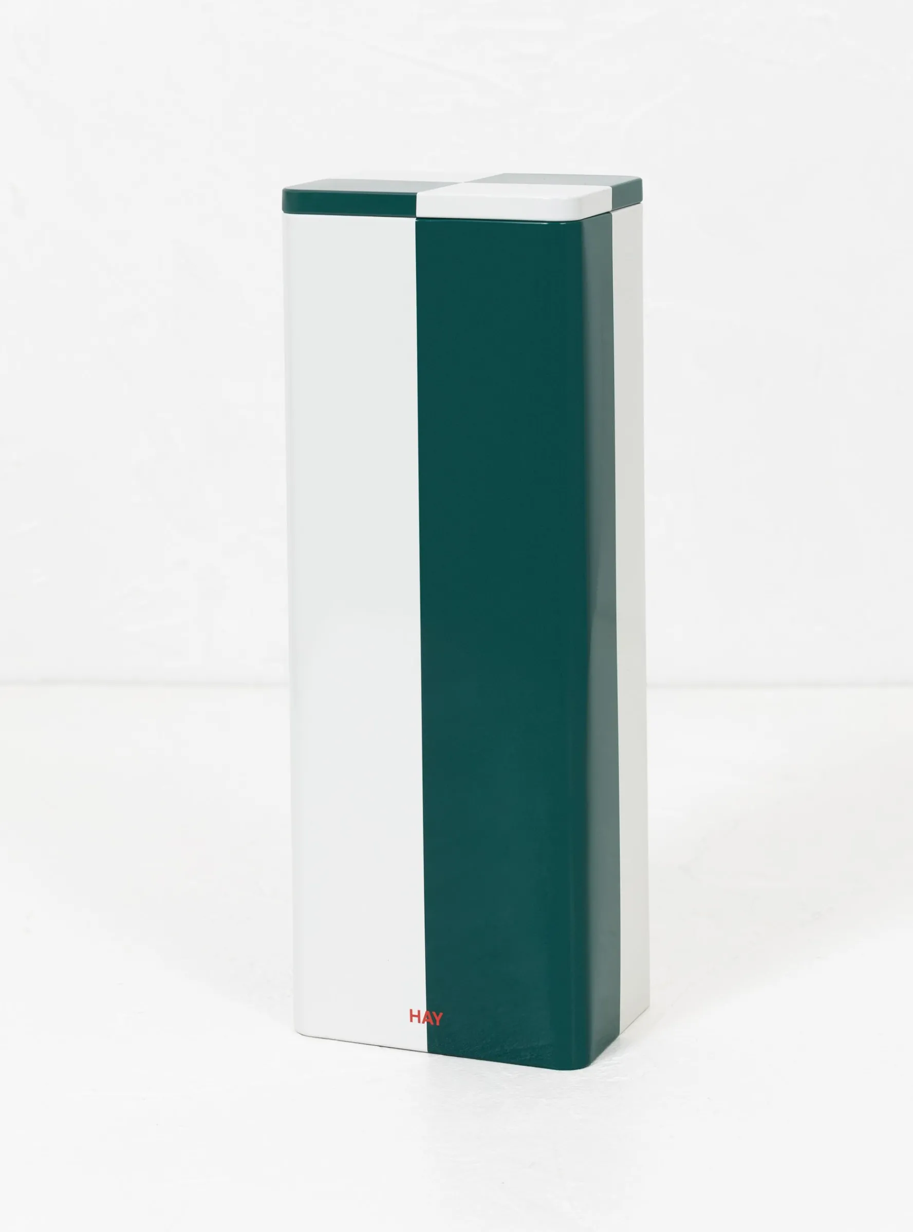 Tin Container Slim Green/White<HAY Clearance
