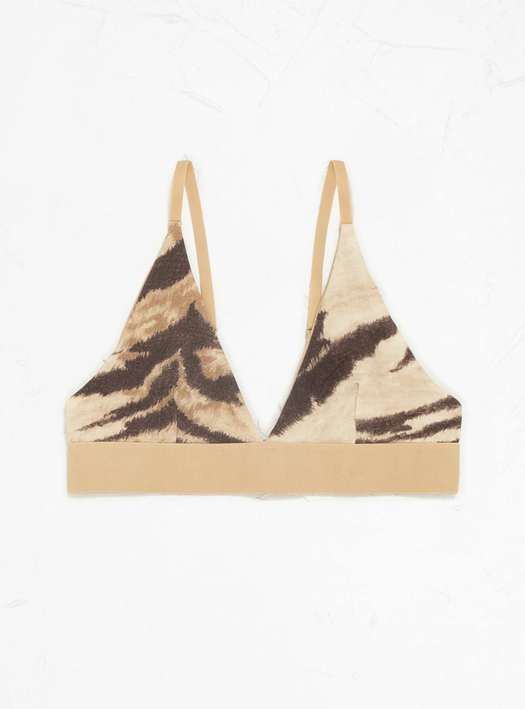 Triangle Bra Beige & Brown Tiger Print<Baserange New