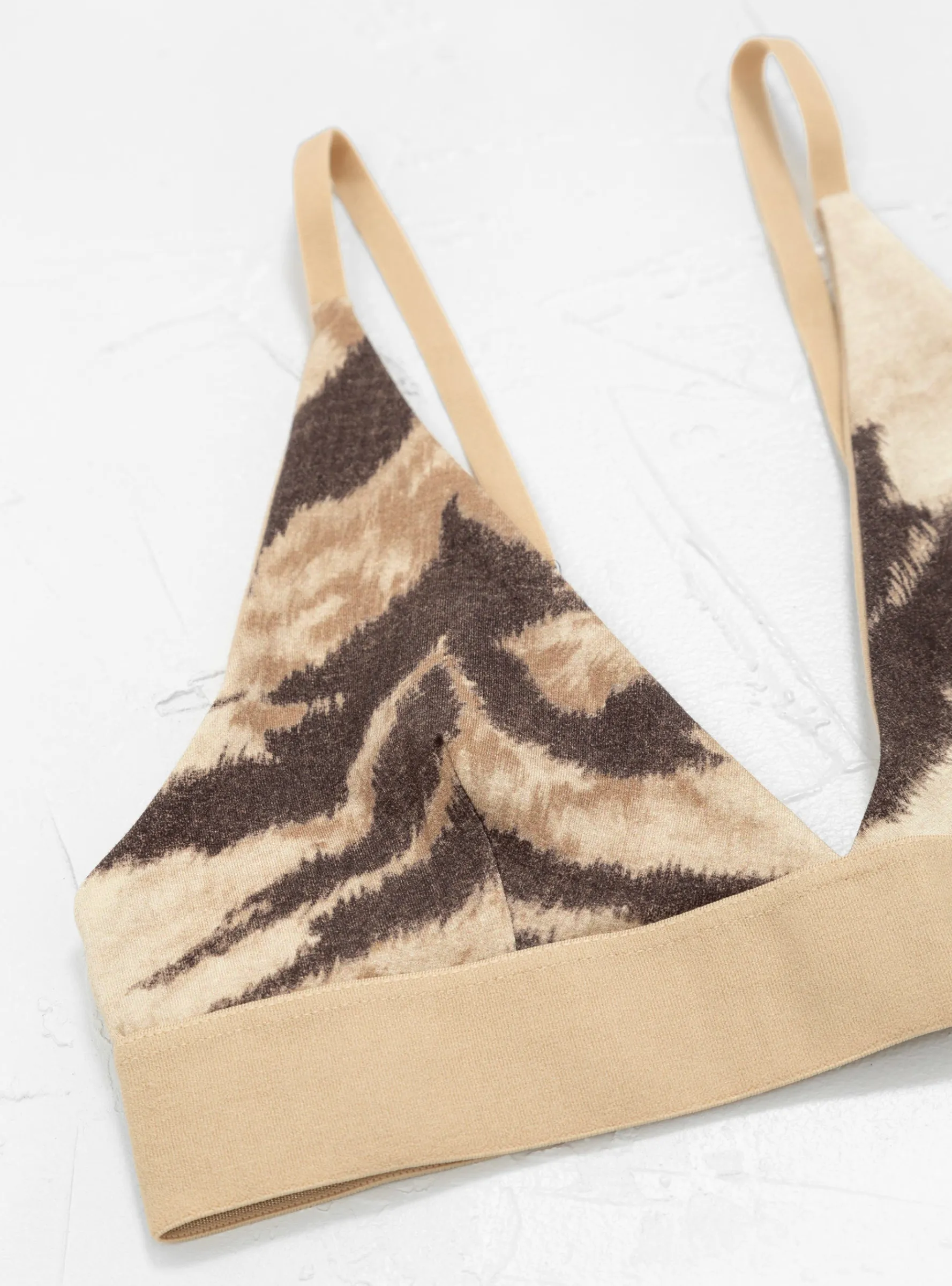 Triangle Bra Beige & Brown Tiger Print<Baserange New