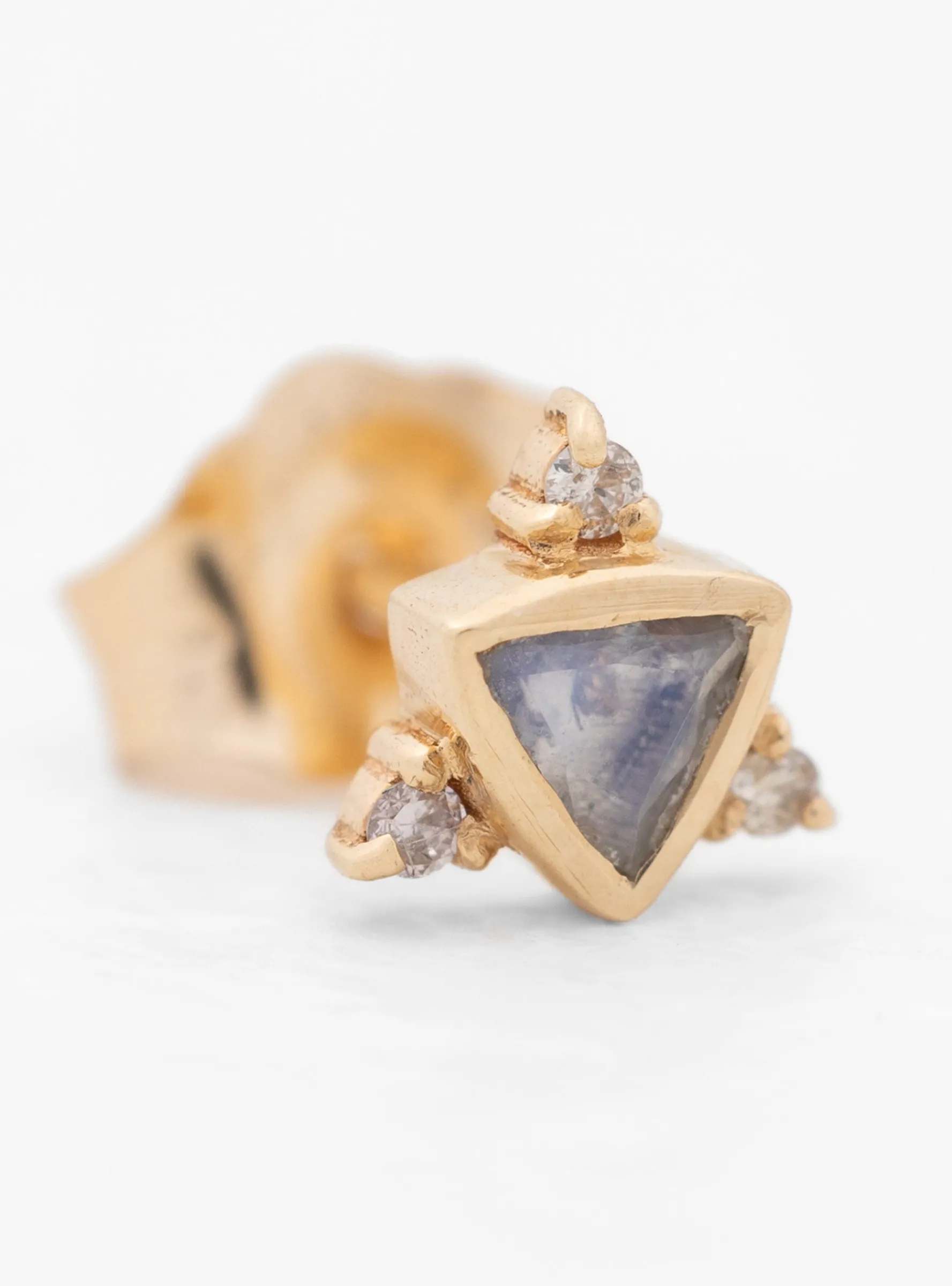 Triangle Moonstone & Diamonds Single Earring<Celine Daoust New