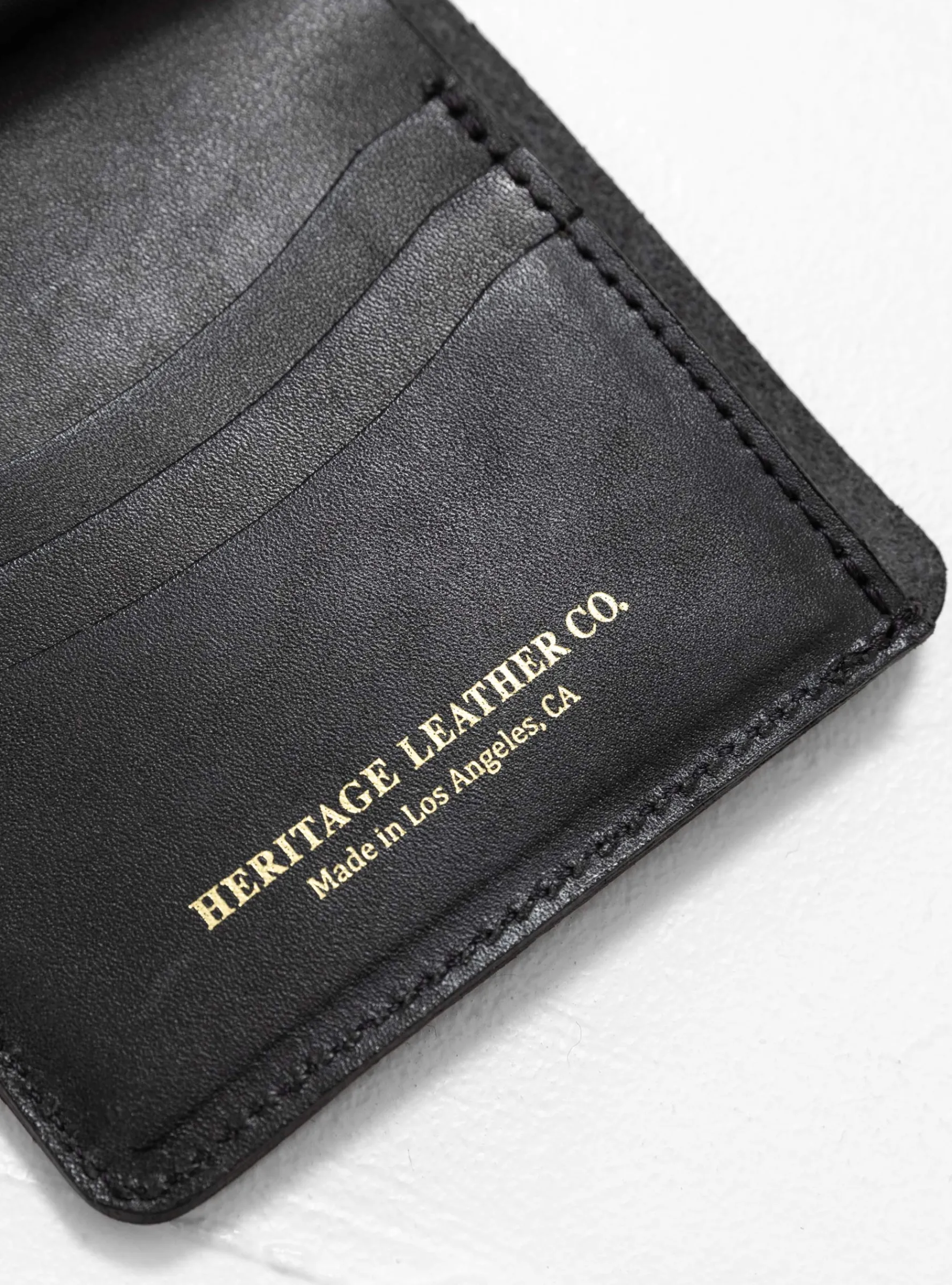 Tri-Fold Latigo Leather Wallet Black<Heritage Leather Company Outlet