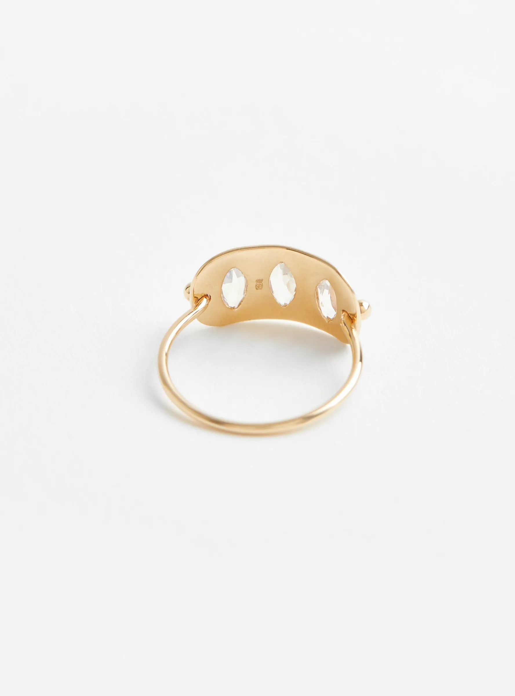 Triple Marquise Solid Gold Plate Ring Moonstone<Celine Daoust New
