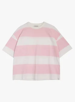 Triple Stripe T-Shirt Light Pink and White<YMC Hot