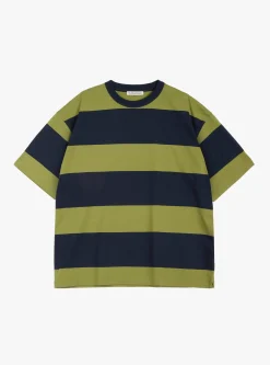 Triple Stripe T-Shirt Navy and Green<YMC New