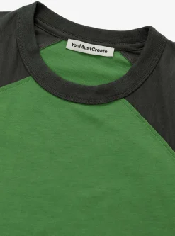 Triple T-Shirt Raglan Grey/Green<YMC Fashion