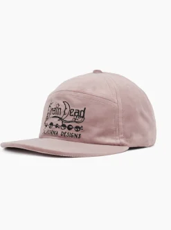 Velveteen Curved Front 6 Panel Hat Pink<Brain Dead Online