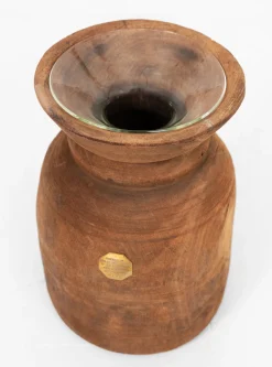 Vintage Wooden Vase with Glass Cylinder<PUEBCO Hot