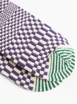 Warped Checker Socks Blueberry<ROTOTO Fashion
