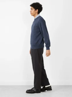 Washed Linen Crewneck Navy<BATONER Sale