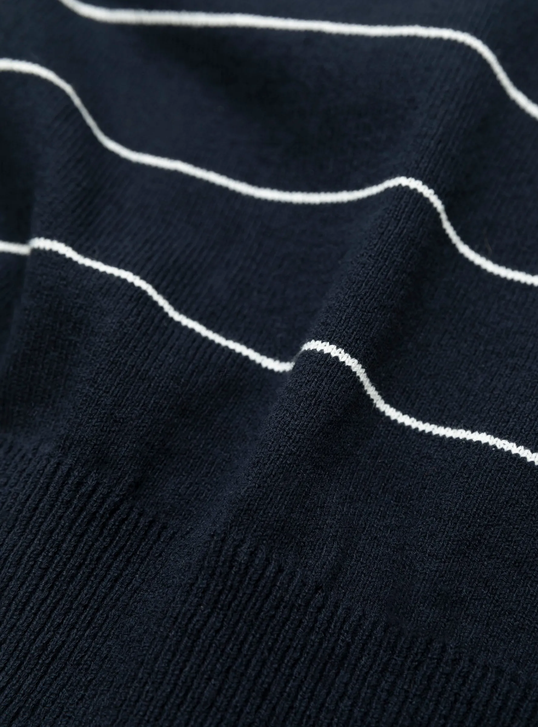 Wave Cotton Knit Pullover Navy Stripe<Yonetomi New