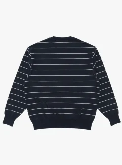 Wave Cotton Knit Pullover Navy Stripe<Yonetomi New