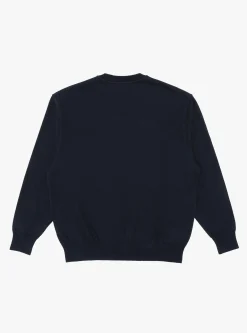 Wave Cotton Knit Pullover Navy<Yonetomi Discount