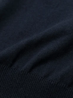 Wave Cotton Knit Pullover Navy<Yonetomi Discount
