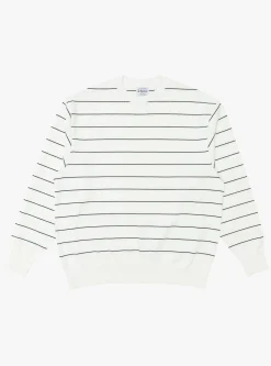 Wave Cotton Knit Pullover White Stripe<Yonetomi Online