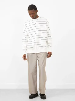 Wave Cotton Knit Pullover White Stripe<Yonetomi Online