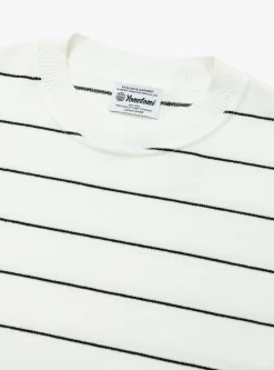 Wave Cotton Knit Pullover White Stripe<Yonetomi Online