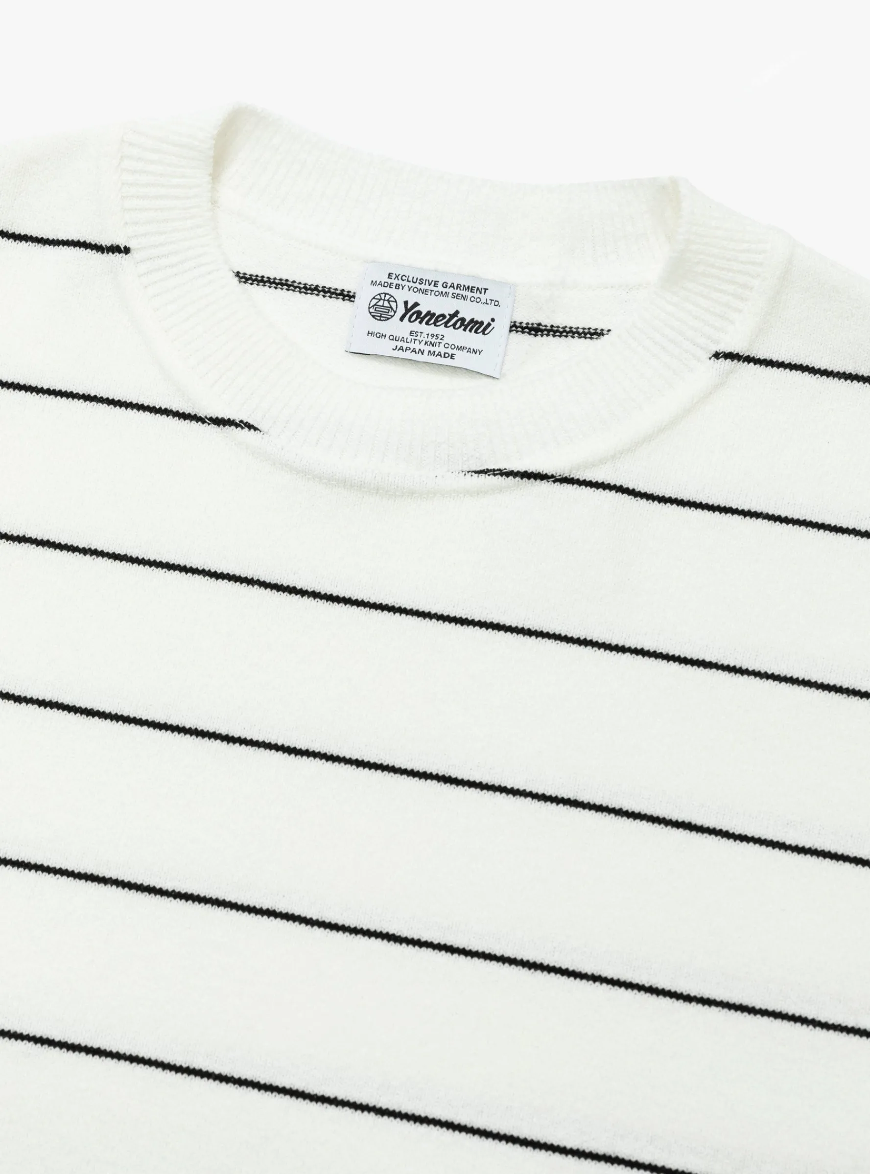 Wave Cotton Knit Pullover White Stripe<Yonetomi Online
