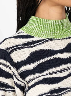 Wave Knit Jumper, Beige & Black Mountain Waves<Henrik Vibskov Fashion